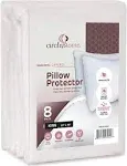 Zippered Pillow Protectors 100% Cotton, Healthy Breathable & Quiet (8 Pack) White Pillow Covers Protects from Dirt, Debris (King - Set of 8-20x36)