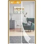 Yotache White Upgraded Polyester Magnetic Screen Door Fits Door Size 30 x 80, Screen Size 32" x 81" Heavy Duty for Home Apartment Door with Full