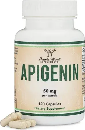 Apigenin Supplement - 50mg per Capsule, 120 Count (Powerful Bioflavonoid Found in Chamomile Tea for Relaxation, Sleep, and Mood) Senolytic Flavonols for Aging (Gluten Free) by Double Wood