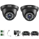 ZOSI 2MP 1080P HD Security Dome Camera Outdoor Indoor, IP66 Weatherproof Surveillance CCTV Camera (Hybrid 4-in-1 HD-CVI/TVI/AHD/960H Analog CVBS), 80ft IR Night Vision, 90° Wide Angle, 24PCS LEDs