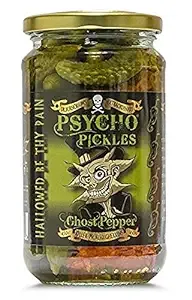 Psycho Pickles Pickled Gherkins Ghost Pepper 450g Jar