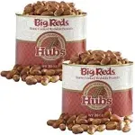 Hubs Peanuts Big Reds - Premium Virginia Nuts with Red Skins - Freshly Home Cooked Salted Flavor - Healthy Snacking, Nutrient-Rich, Vegan and Keto Friendly - Reusable Vacuum-Sealed Tin, 2 Packs of 20 oz Cans