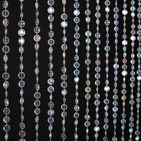 3ft x 6ft 34 Strands Iridescent Faux Crystal Beaded Curtain for Doorway Room ...