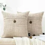 Phantoscope Pack of 2 Farmhouse Throw Pillow 18&#034; x 18&#034;, 2, Beige 