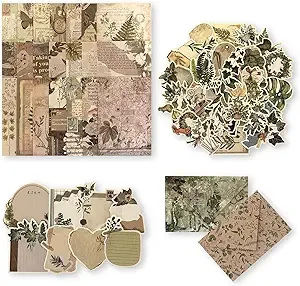 100Pcs Scrapbook Craft Paper Kit for Scrapbook Journaling Supplies ,Scrapbook Plant Stickers Aesthetic for Scrapbooking Supplies,Bullet Junk Journal