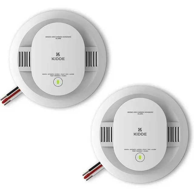 Kidde Hardwired Smoke & Carbon Monoxide Detector, AA Battery Backup, Interconnectable, LED Warning Light Indicators, 2 Pack