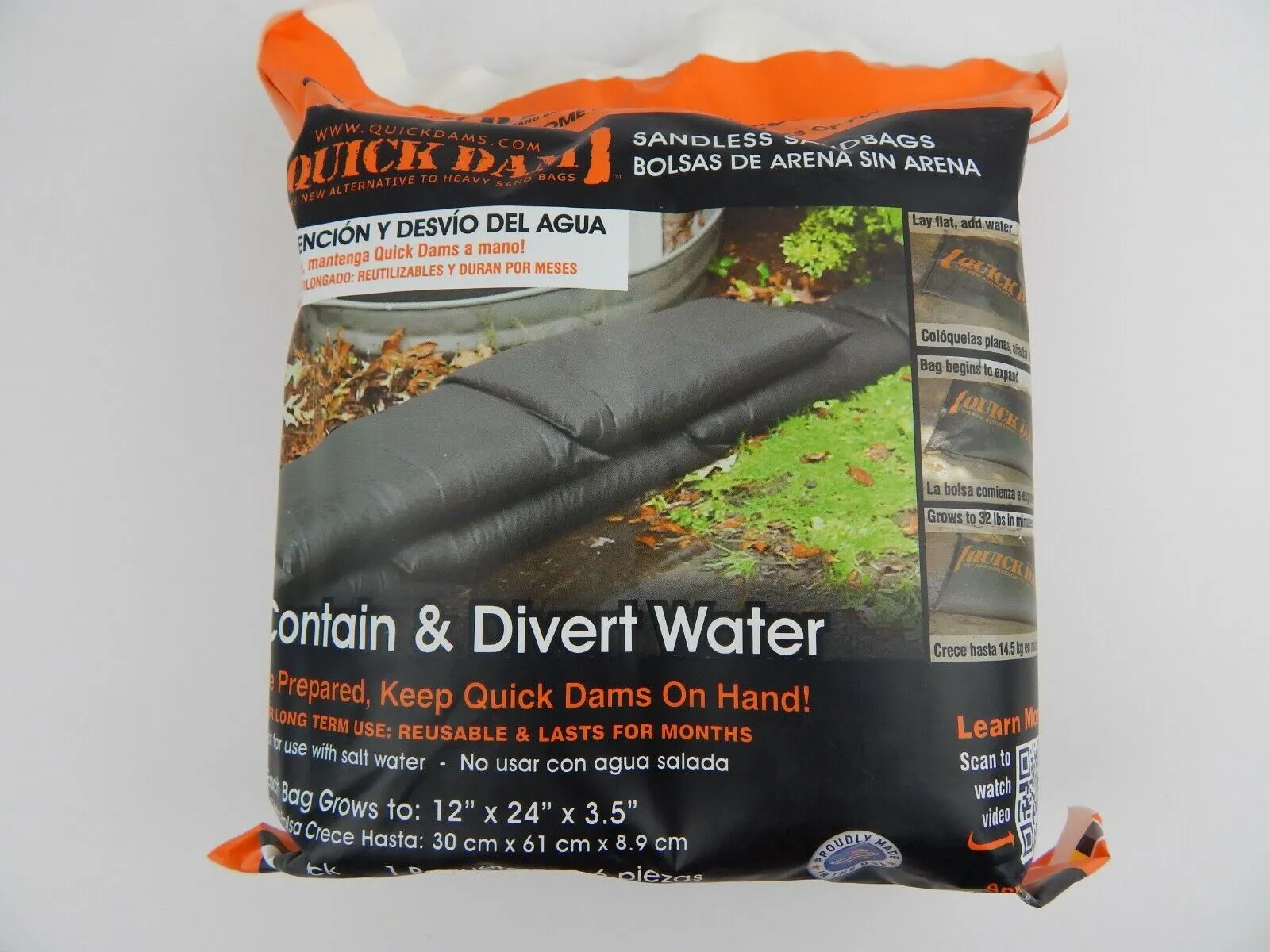 Quick Dam Flood Bags 3.5 inch H x 12 inch W x 24 inch L Sandless Sandbags 6