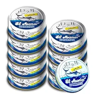 El Manar Solid Light Tuna in Water- 5.6 oz Pack of 10 - Canned Tuna Fish in Spring Water - Non-GMO - Gluten Free Tuna