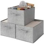 Grandma Says Gray, Large, 3-Pack, Foldable Rectangle Storage Baskets, Fabric