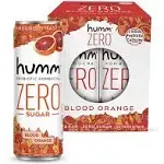 Humm Probiotic Kombucha Zero Sugar Blood Orange - No Refrigeration Needed, Keto-Friendly, Organic, Vegan, Gluten-Free - 12oz Cans (4 Pack)