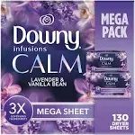 Downy Calm Mega Dryer Sheets - Lavender & Vanilla Bean 130 ct