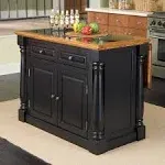 Home Styles Monarch Roll-Out Leg Granite Top Kitchen Island, Black/Oak