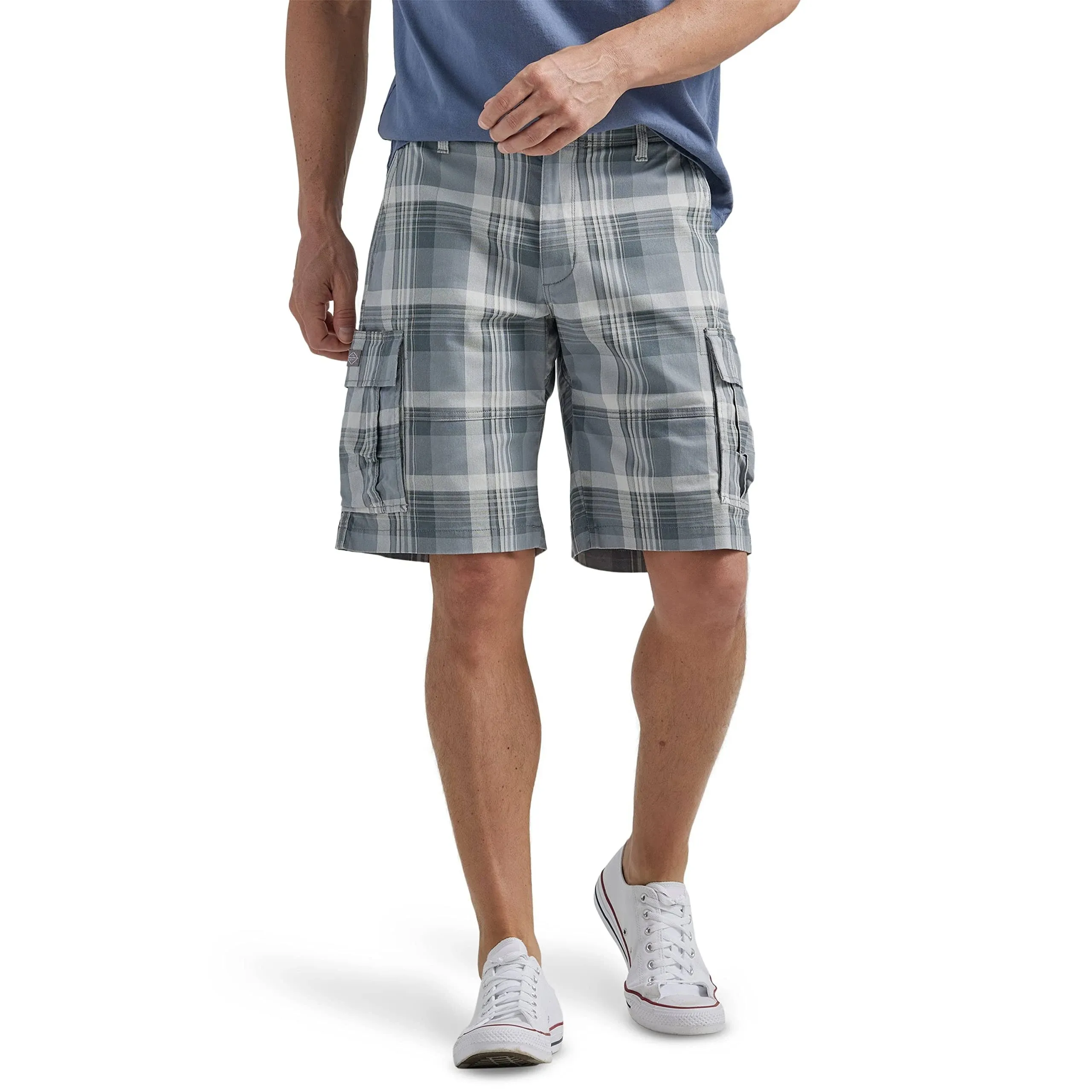 Lee Men's Extreme Motion Carolina Cargo Short, Basic Gray Plaid