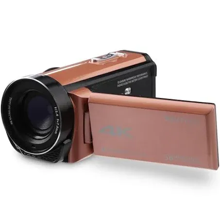 Vivitar - 4K Camcorder Ultra HD Lens, 4K Camera for Video Recording with 56MP, 13MP Sensor, 3" Rotatable Full Color LCD Display, 18x Zoom, Waterproof 5M/ 16.4FT, Image Stabilization, Rose Gold