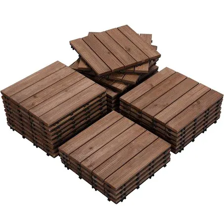 Yaheetech 27pcs Interlocking Wood Flooring Tiles for Patio Garden Deck