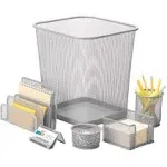 Honey Can Do Steel Mesh Desk Set, Silver (6-Piece)