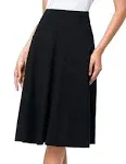 Kate Kasin Flared Stretchy Midi Skirt High Waist Jersey Skirt for Women