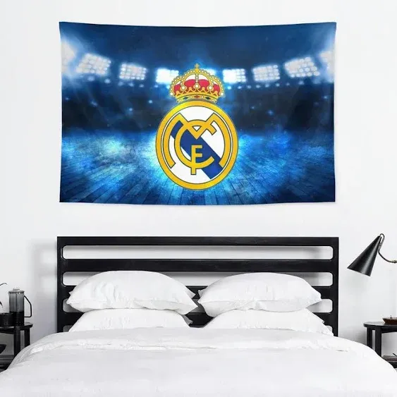 TMATUTA Real Madrid Football Hanging Tapestry for Wall Home Decor Real Madrid Poster Flag