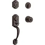 Kwikset Montara Front Door Lock Handle and Deadbolt Set, Entry Handleset Exterior with Interior Door Knob, Venetian Bronze, Pick Resistant SmartKey Rekey Deadbolt Security