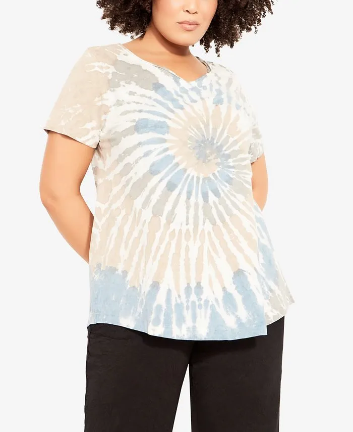 Avenue | Women's Plus Size Miya Tie Dye Top - Blue - 26W/28W