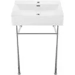 Swiss Madison Claire 24 Ceramic Console Sink White Basin Chrome Legs