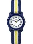 Timex TW7C05800, Time Machines, Kid&#039;s Blue Nylon Striped Elastic Watch, NEW