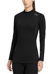 Baleaf Womens Fleece Thermal Mock Neck Long Sleeve Running Shirt Workout Tops Black Size XS