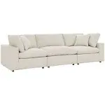 Modway Commix Down-Filled Overstuffed Upholstered 3-Seater Sofa in Light Beige