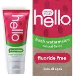 Hello Kids Fluoride Free Toothpaste, Natural Watermelon - 4.2 oz tube