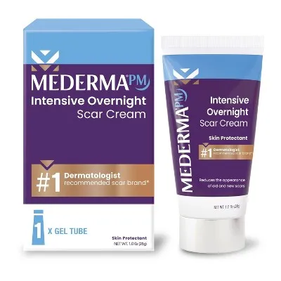 Mederma PM Intensive Overnight Scar Cream, Works with Skin's Nighttime Regenerative Activity, Clinically Shown to Make Scars Smaller and Less Visible, 1.0 Oz (28g)