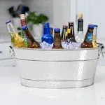 BREKX Colt Hammered Stainless Steel Beer Wine Beverage Party Ice Bucket Tub