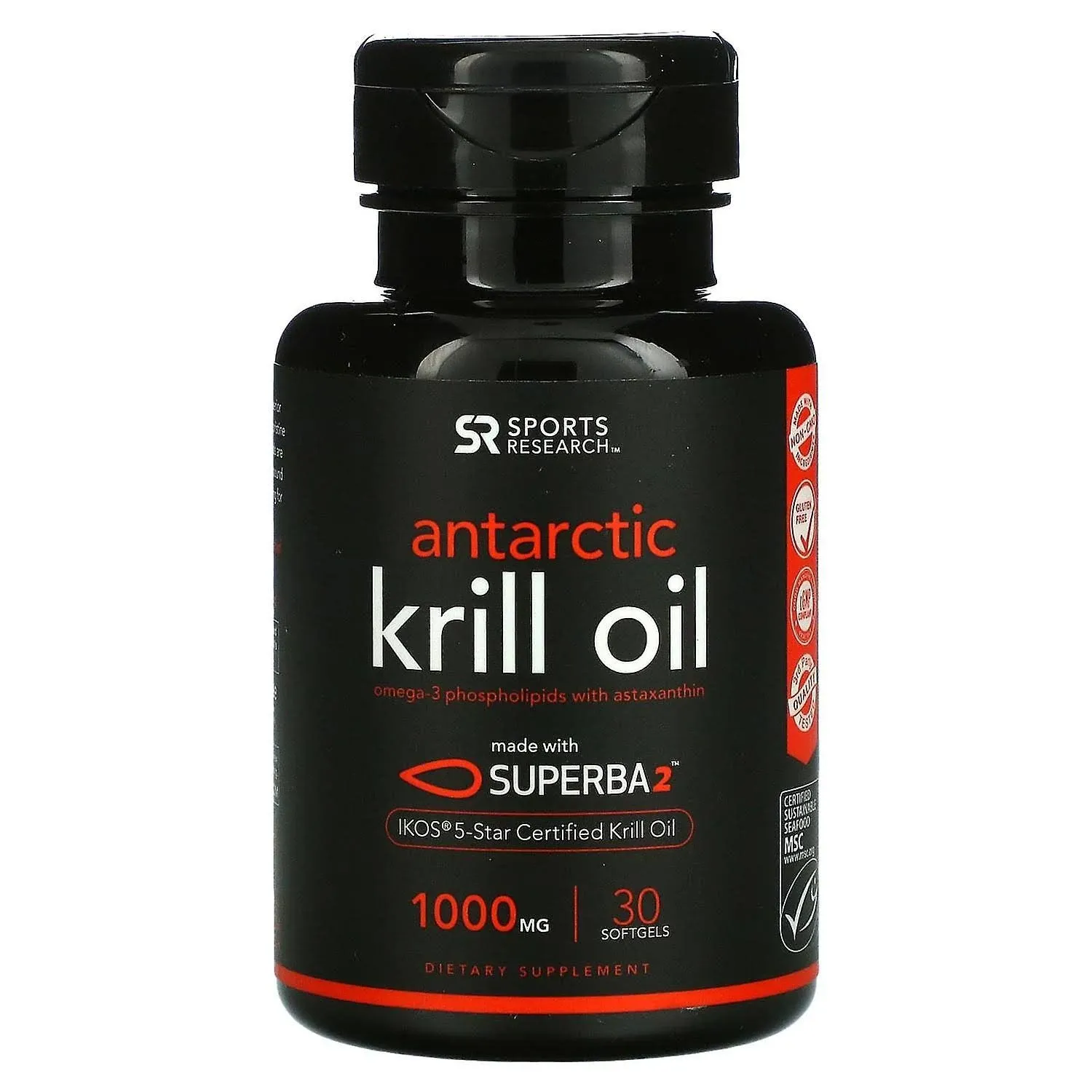 Sports Research Antarctic Krill Oil with Astaxanthin, 1,000 mg, 30 Softgels