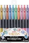 Zebra Gel Ballpoint Pen Sarasa Clip 0.5mm Deco Shine Color, 10 Colors Set(JJ15-10C-SH)