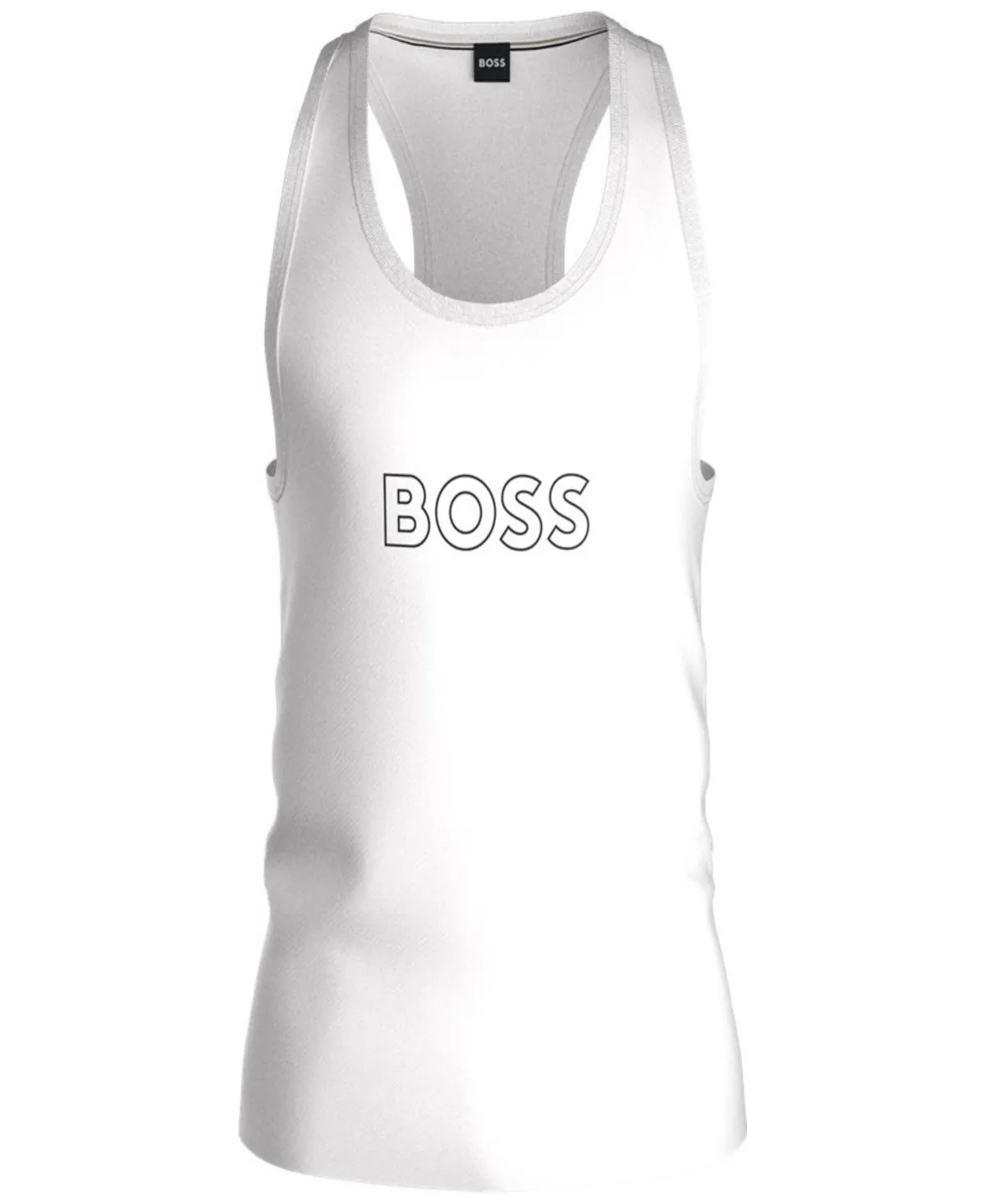 Shop Hugo Boss Cotton Tank Top With Outline Logo In White