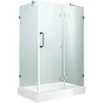 VIGO 32 in. x 40 in. x 79 in. Monteray Frameless Hinged Rectangle Shower Enclosure with Clear 0.38" Tempered Glass and Hardware in Brushed Nickel Finish with Right Handle and Base - VG6011BNCL40WL