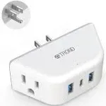 Trond Multi Plug Outlet Extender with USB, 2 Outlet Splitter with 3 USB Wall Charger (1 USB C), Wall Outlet Expander, Cruise Essentials, Plug