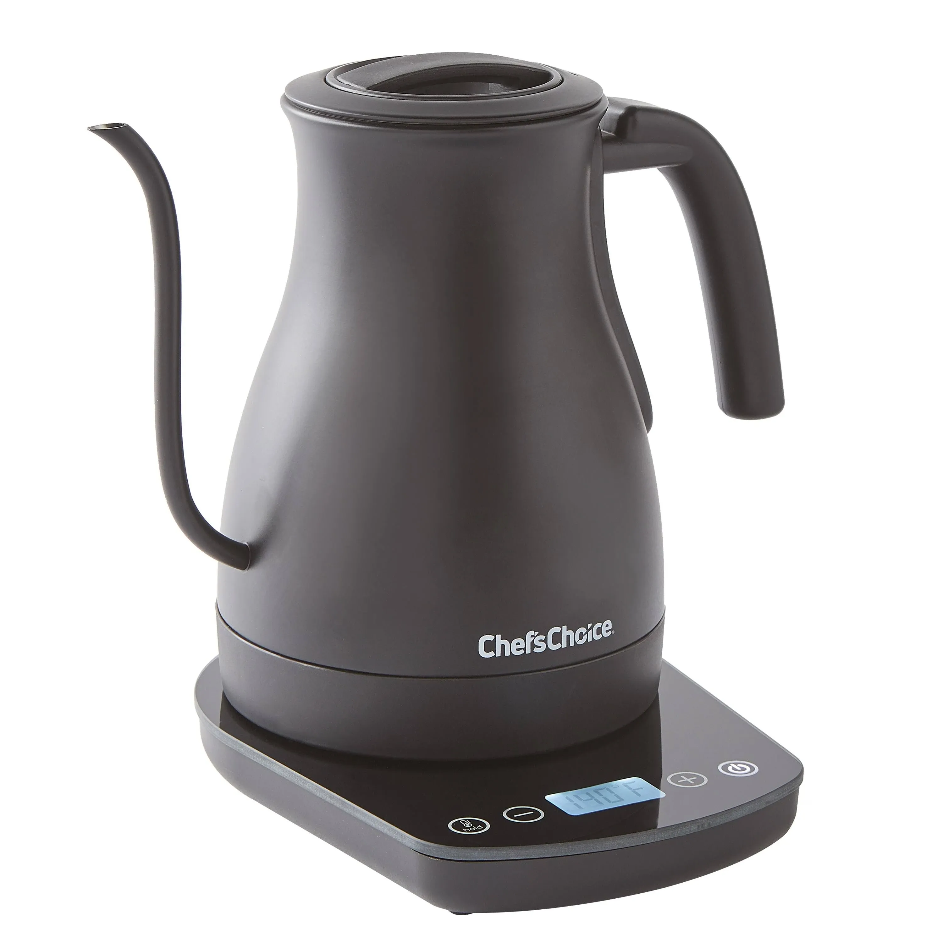 Chef'sChoice Electric Kettle Gooseneck Stainless Steel 1200 Watts with Auto-Shutoff & Boil-Dry Protection, 1-Quart, Silver