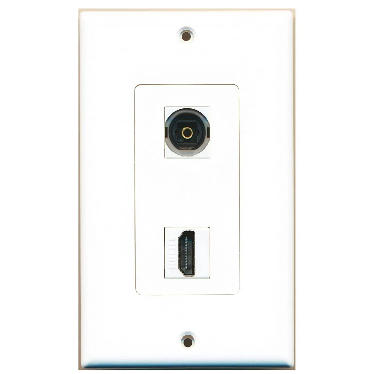 RiteAV - 1 Toslink Digital Audio Port and 1 HDMI Port Wall Plate Decorative - White