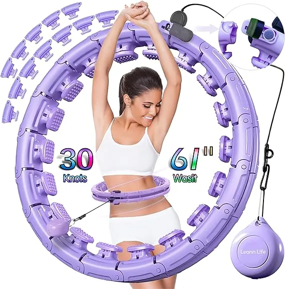 30/12 Knots, U1 Type Magnetic Lock Smart Weighted Hula Hoop for Adults Weight Loss, Infinity Hoop Plus Size, Children Adult Home Outdoors, Fitness Exercise, Abdominal Toner