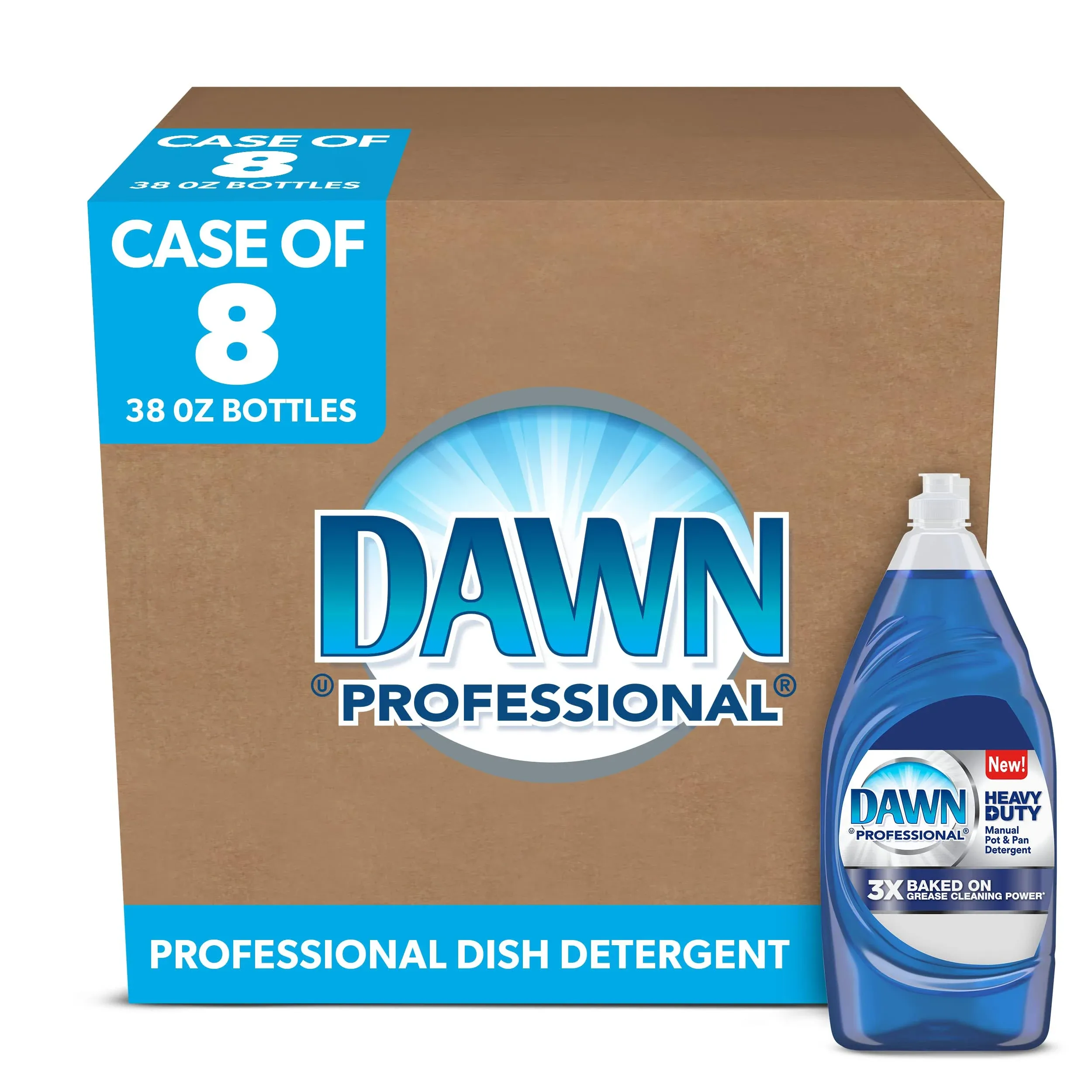 Dawn Heavy-Duty Manual Pot/Pan Dish Detergent, Original Scent, 38 oz Bottle, 8/Carton