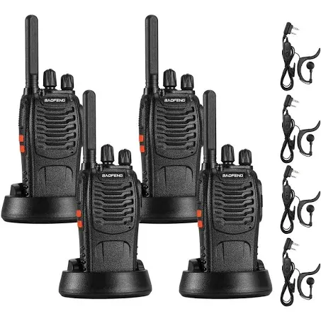 BAOFENG BF-88ST Walkie Talkies for Adults Long Range - 4 Pack, Portable Two Way Radio with Hands Free VOX USB Charging, Rechargeable Radios Walkie Talkies with Earpieces