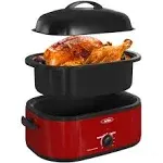 Sunvivi Electric Roaster,18 Quart Roasting Oven with Self-Basting Lid Removable Pan,Turkey Roaster Oven with 150 to 450F Temperature Control Cool-Touch Handles,Red