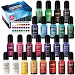 Alcohol Ink Set - 24 Highly Saturated Alcohol Inks - Fast-Drying and Permanent Inks - Versatile Alcohol Ink for Epoxy Resin, Tumblers, Fluid Art Painting, Glass, Metal etc.