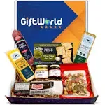 GiftWorld Beef Summer Sausage Charcuterie Cheese Gift Basket, Charcuterie Food Items, Meat and Cheese Gift Baskets for Men, Food Gift Basket for Men, Women, Food Gifts for Men, Food Basket For Business Gifts, Congratulations, Sympathy, Food Care Packages, Retirement, Christmas Food Gifts