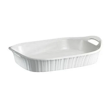 Corningware 1105936 French White 3qt/2.85L Oblong Ceramic Casserole Bakeware Dish