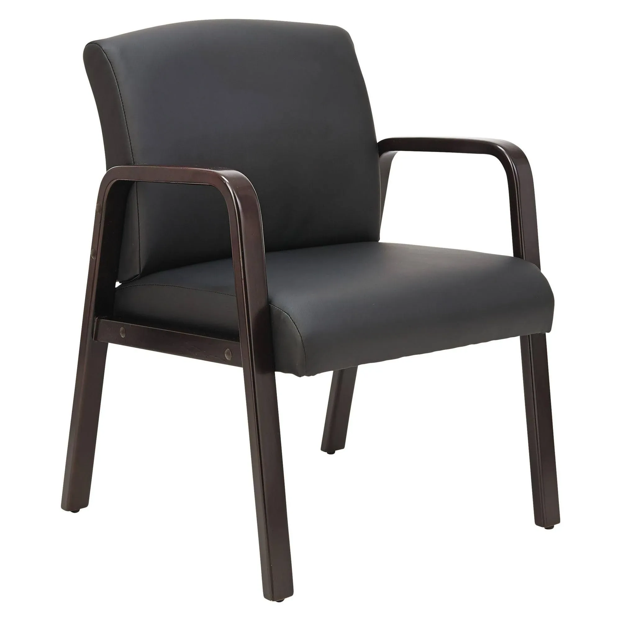 Alera Reception Lounge Series Guest Leather Chair, Espresso/Black