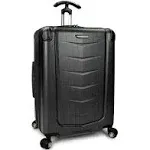 Traveler's Choice Silverwood Polycarbonate Hardside Expandable Spinner Luggage, Brushed Metal, Checked-Medium 26-Inch