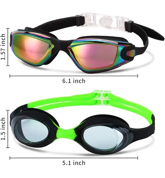 4 Pack Kids Swim Goggles Ages 6-14 UV Protection Anti Fog No Leaking Pool Swimming Goggles for Boys Girls Youth