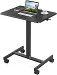 Sweetcrispy Small Mobile Rolling Standing Desk - Overbed Table, Teacher Podium with Wheels, Adjustable Work Table, Rolling Desk Laptop Computer Cart