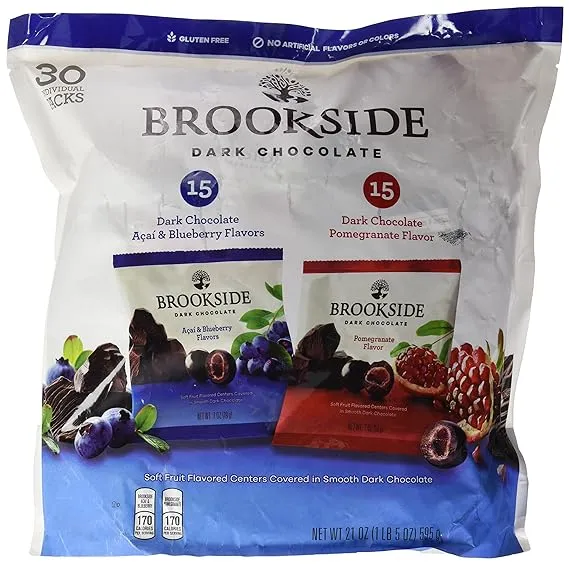 Brookside Dark Chocolate Acai and Blueberry/Pomegranate - Chocolate candy mix - 30 pieces - 21 oz